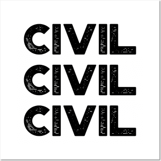 Civil Vintage Retro (Black) Posters and Art